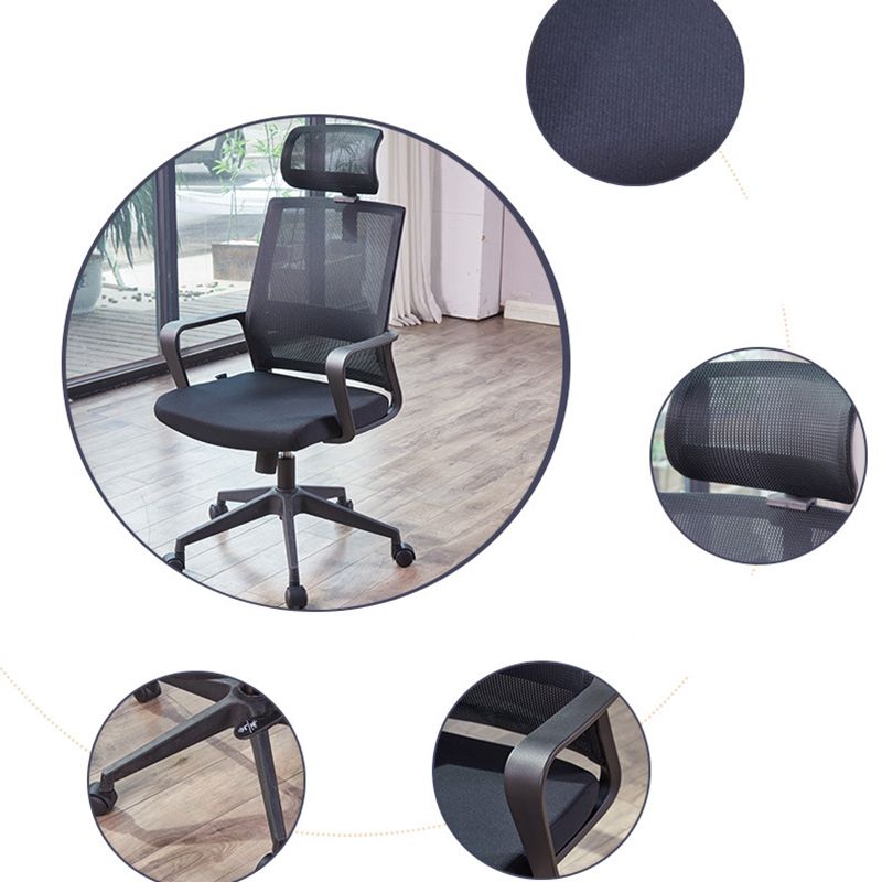 Modern Fixed Arms Chair  Height-adjustable Office Chair with Wheels