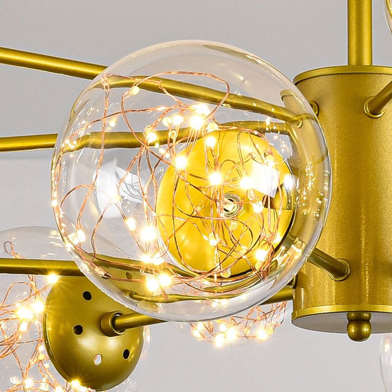 Modern Metal Chandelier Globe Gold Chandelier Pendant with Glass Shade for Living Room