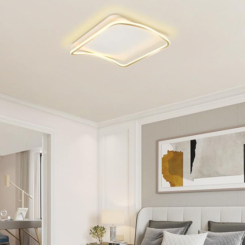 Minimalism Ceiling Lighting Metal LED Flush Mount Fixture in Gold for Bedroom