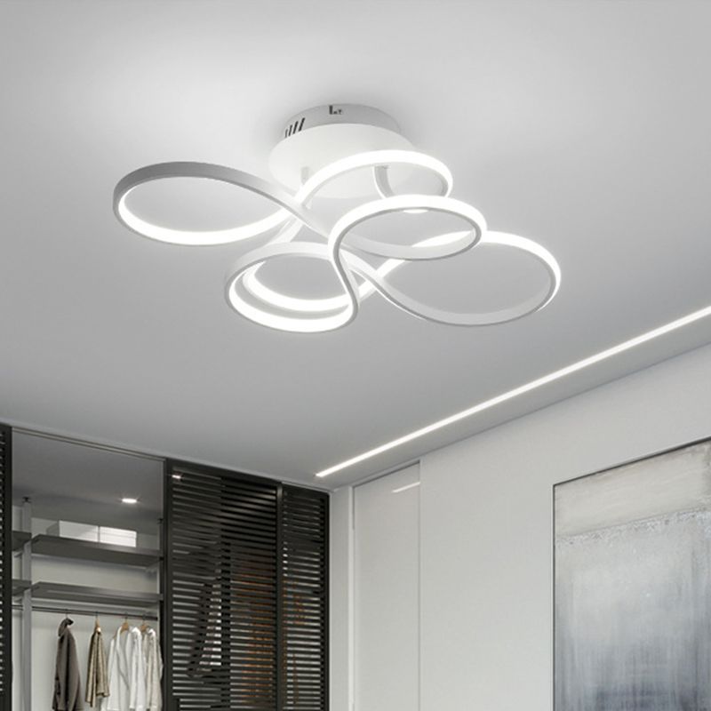 Accesorio de montaje semi empotrado trenzado de acrílico Luz LED montada en el techo contemporánea negra/dorada/blanca, luz blanca