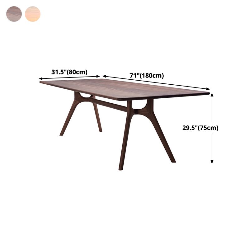 Rectangle Wood Color Dining Table Solid Wood Table Modern with Trestle Base