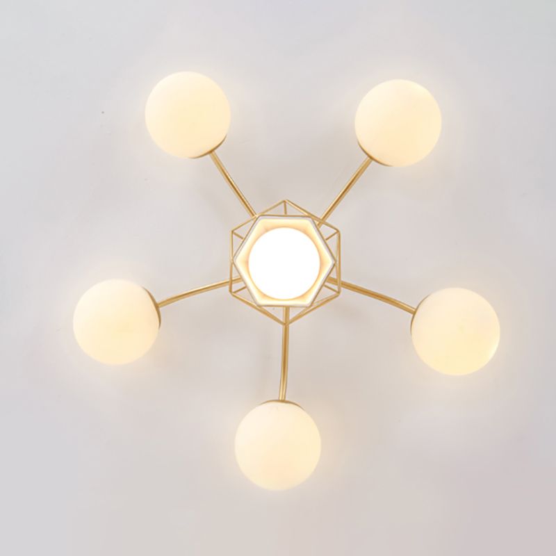 Modern Sputnik Ceiling Light Glass Shade  Flush Mount Light for Drawing Room Living Room