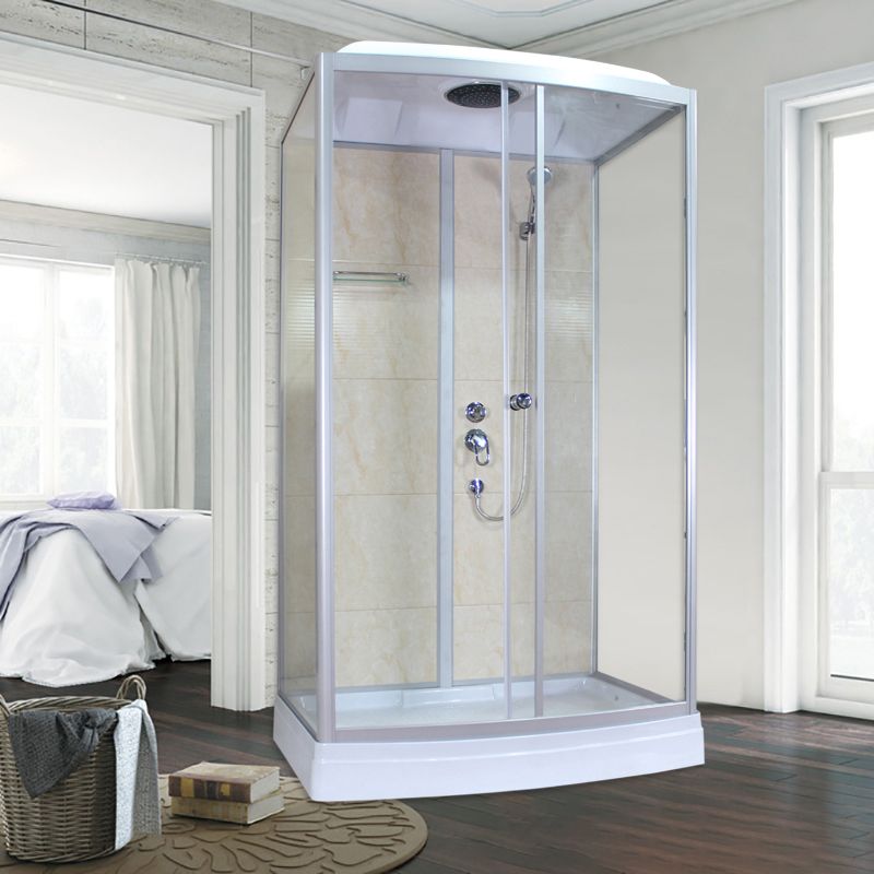 Corner Framed Shower Stall Single Sliding Tempered Glass Shower Stall