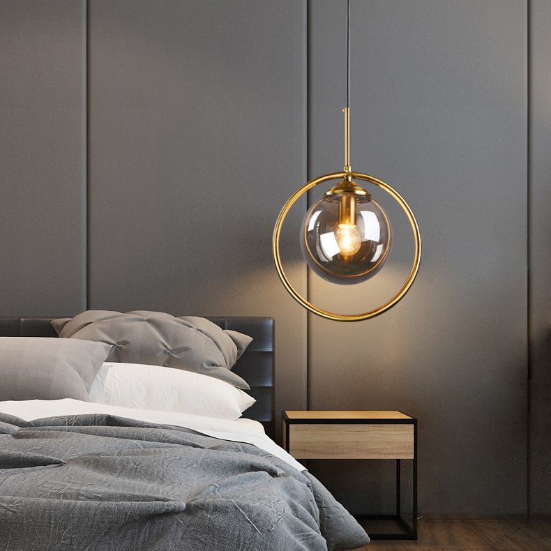 Lampada a sospensione in vetro Globe Stile contemporaneo Afferma del soffitto per camera da letto