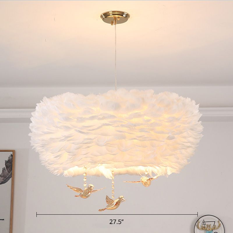 Lustre de lustre en forme de nid de plumes