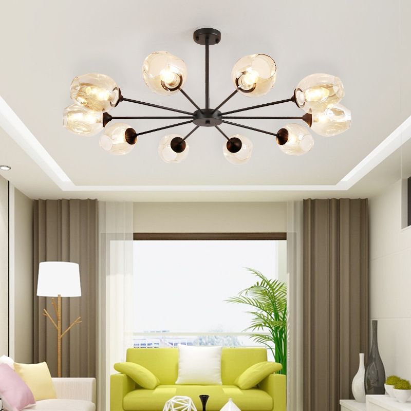 Radial Glass Chandelier Light Fixture Modern Style Chandelier Lamp for Living Room