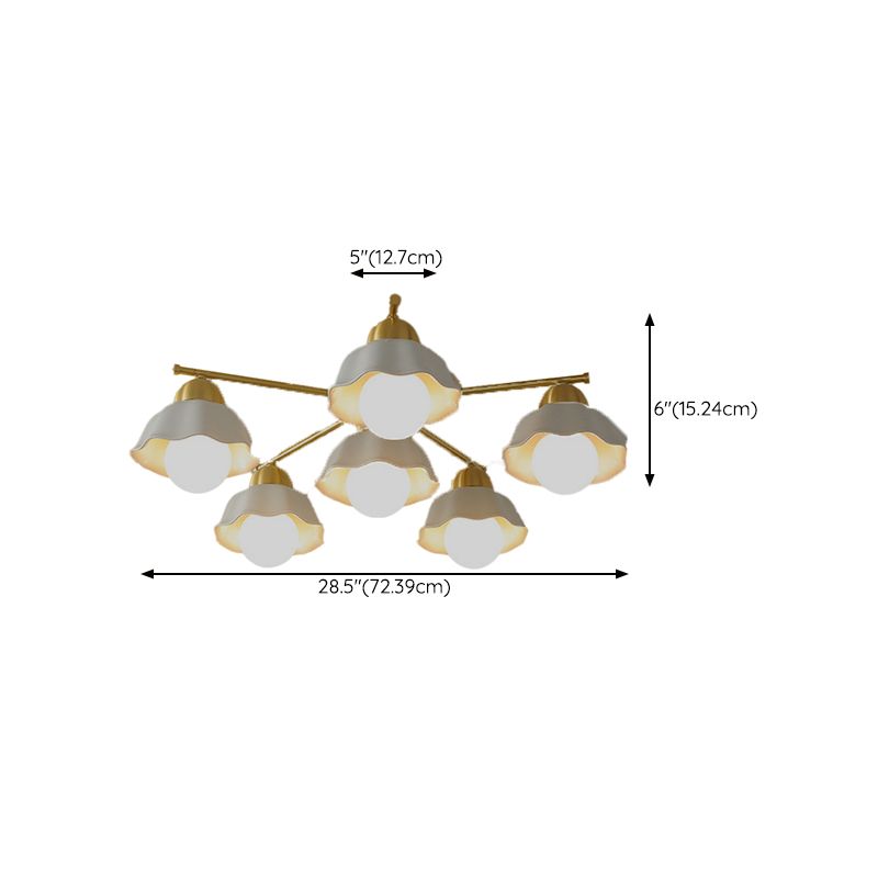 Contemporary Ceiling Lighting Gold and White Ceiling Mount Chandelier for Living Room