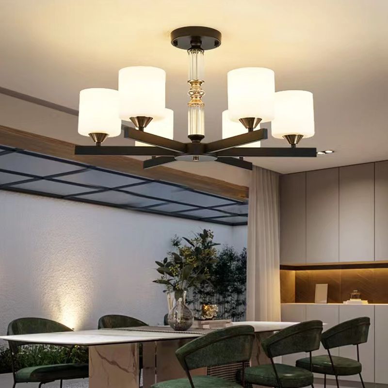 Metal Modern Flush Mount Cylinder Shape Ceiling Light with Glass Shade for Living Room