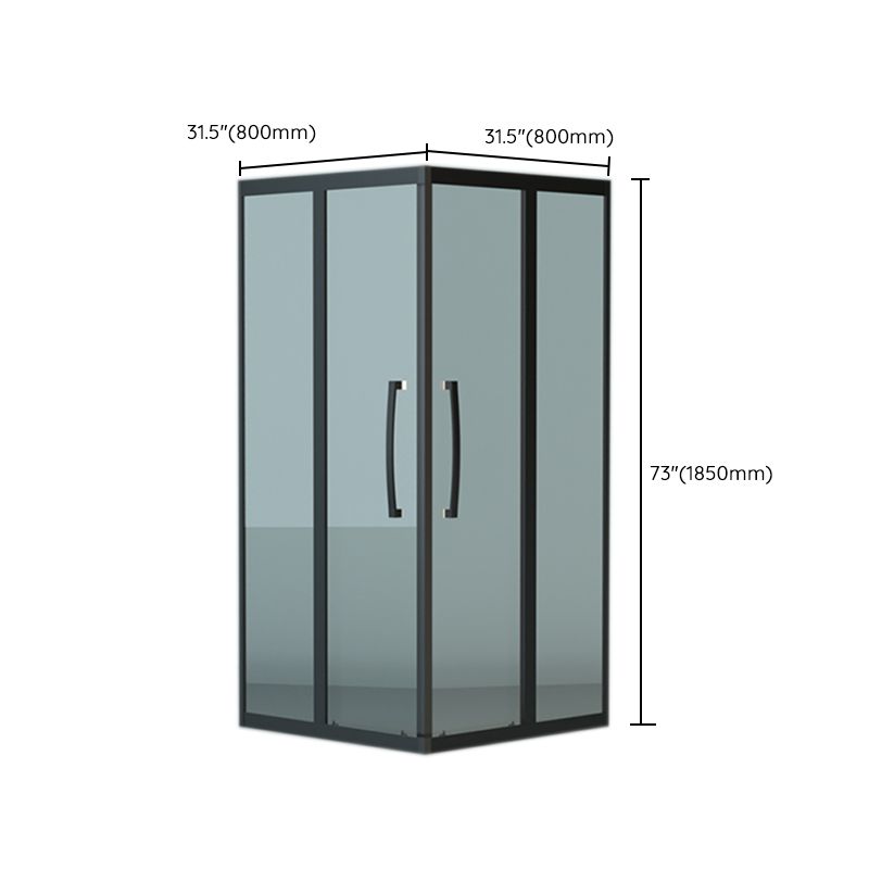 Square Black Framed Shower Enclosure Tempered Glass Shower Kit with Double Door Handles