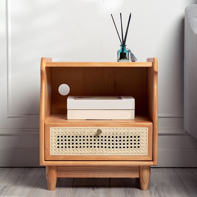 1 Drawer Night Table Modern Solid Wood Nightstand ,20.5" Tall