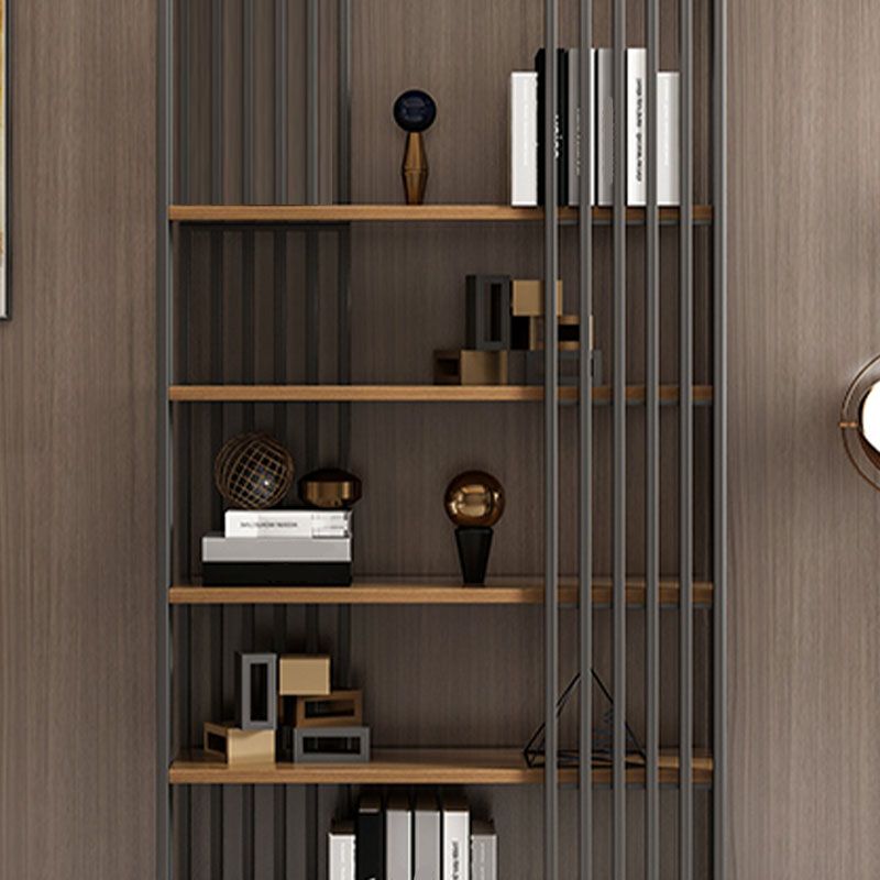 Contemporary Metal and Wooden Book Shelf Open Vertical Shelf Bookcase