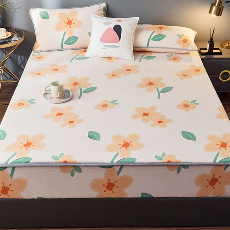 Cotton Flannel Bed Sheet Set Printed Bed Sheet Set with Wrinkle Resistant