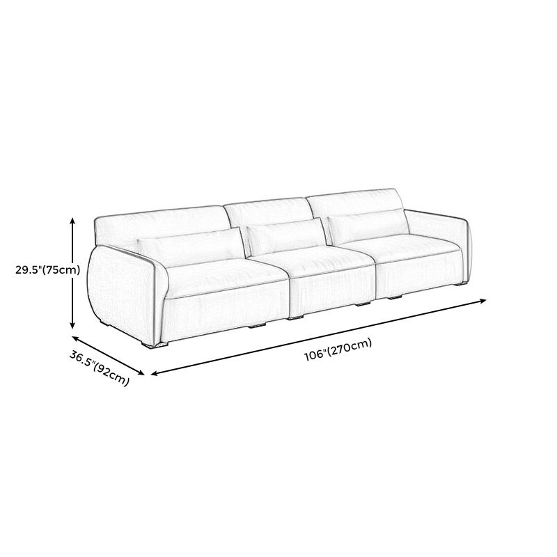 Scandinavian Tan Faux Leather Straight Arm Sofa/Sectionals with Stain-Resistant