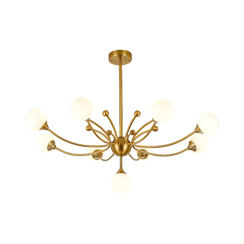 Modern Plant Shaped Chandelier Metallic Hanging Lighting in Gold for Living Room