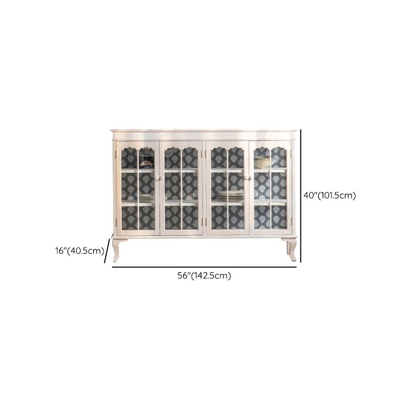 Traditional Solid Wood Curio Cabinet Glass Doors Hutch Buffet for Bedroom