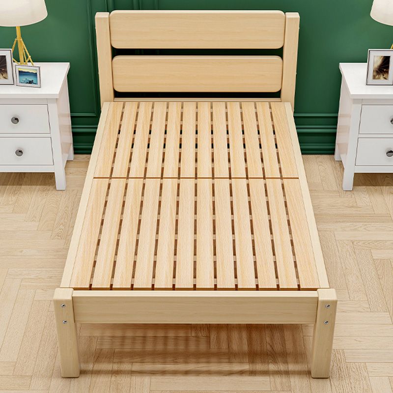 Contemporary Solid Wood Standard Bed with Rectangle Headboard