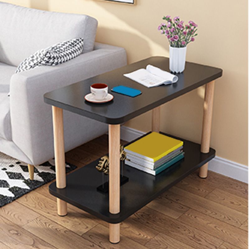 Double Tier End Table with Shelf Modern Sofa Side Table for Living Room