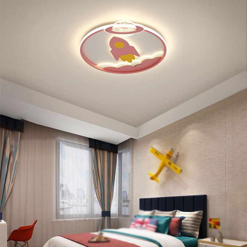 Rocket Shape Flush Light Modern Style Metal 3 Lights Flush Mount for Bedroom