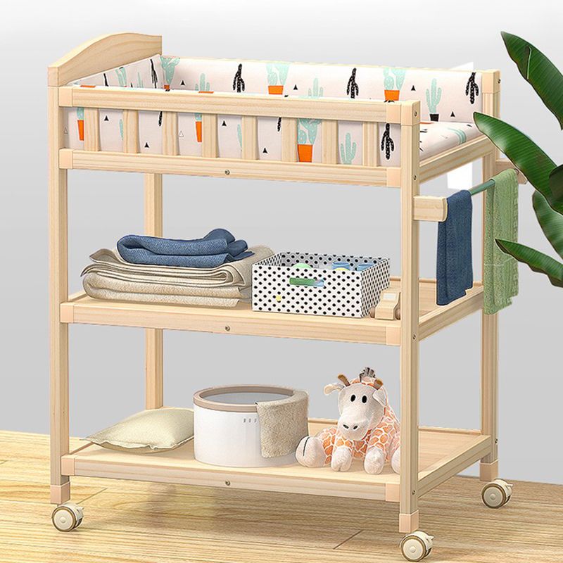 Pine Wooden Baby Changing Table with Storage Shelf Flat Top Changing Table with Pad