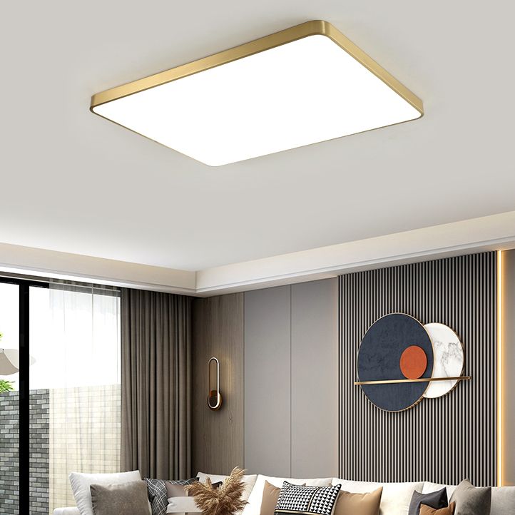 Minimalism Ceiling Light Fixture Gold Flush Mount with Metal for Living Room