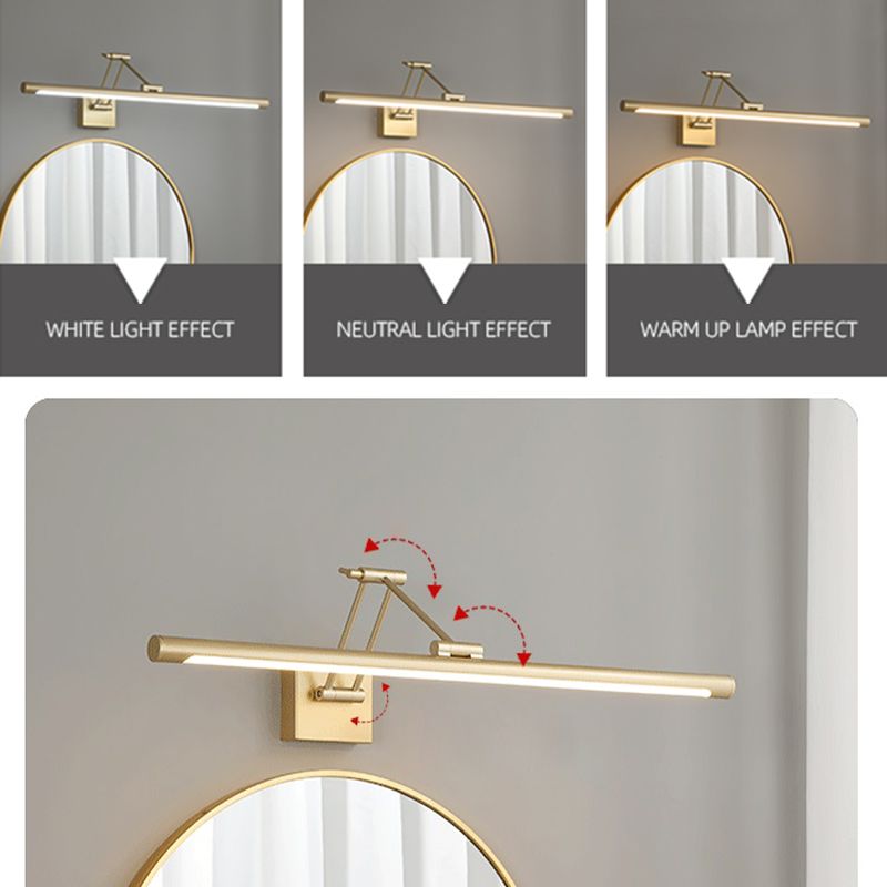 Gold LED Linear Wall Sconce in Modern Concise Style Wrought Iron Extendable Wall Light with Acrylic Shade