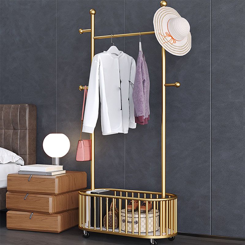 Glam Coat Rack Metal Hooks Shelving Included Free Standing Coat Hanger