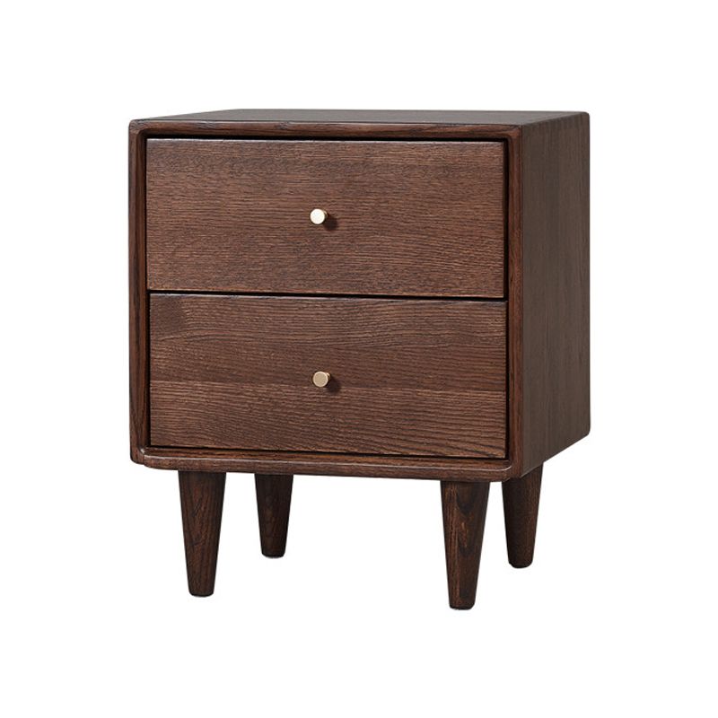 Storage Narrow Nightstand Flat Top Solid Wood Kids Bedside Table in Brown