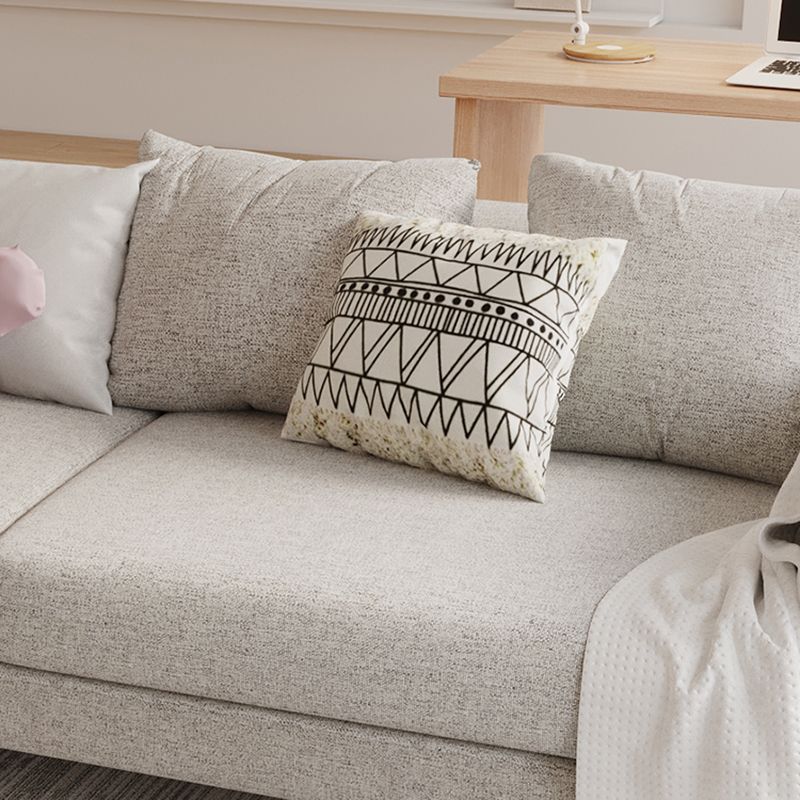 Modern Cotton  Square Arm Sofa Pillow Back Settee for Living Room