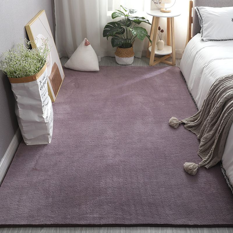 Relaxing Plain Shag Rug Polyester Indoor Carpet Non-Slip Backing Area Carpet for Adult's Bedroom