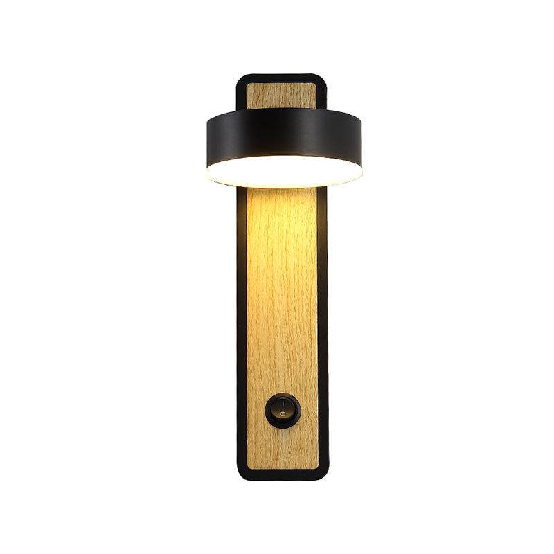 Rotabile 1 luce rotonda a led lampada con applique legno moderno illuminazione in legno in legno in legno in luce calda/bianca