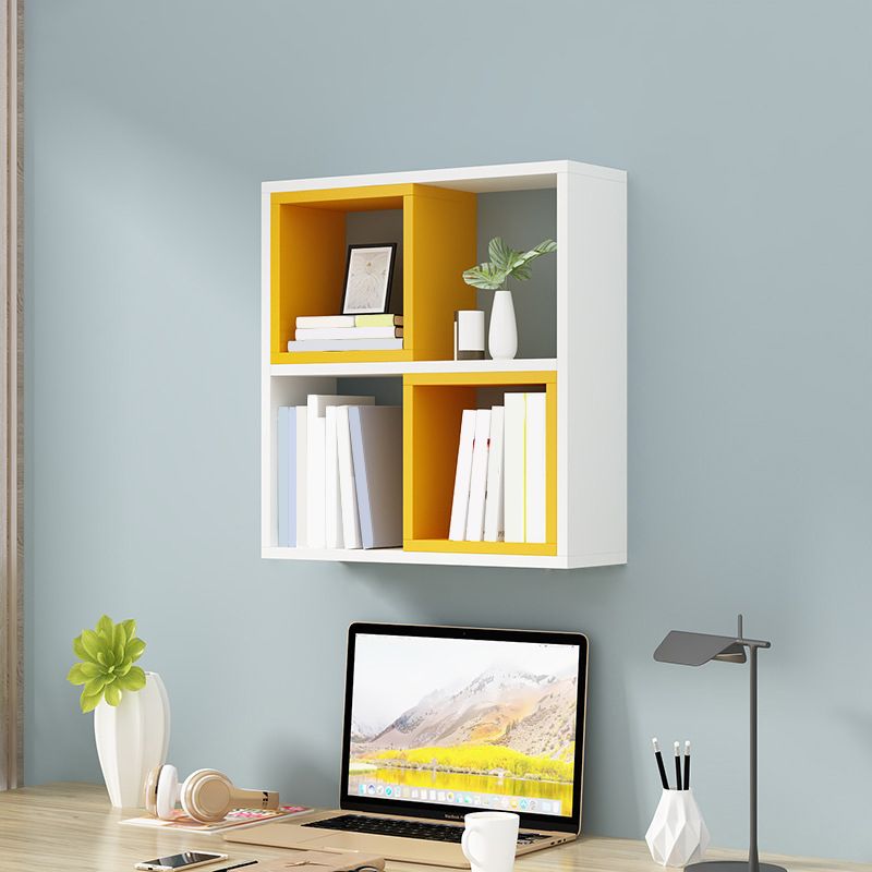 Modern Wall Mounted Shelf Bookcase Engineered Wood Home Bookshelf