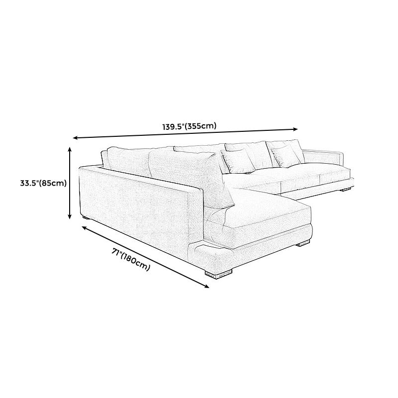 Square Arm  Sectional for Living Room with Pillowed Back Cushions