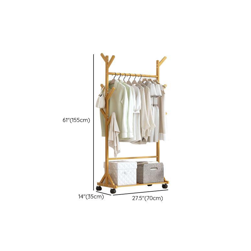 Modern Coat Rack Gorgeous Solid Wood Clothes Hanger with Castors