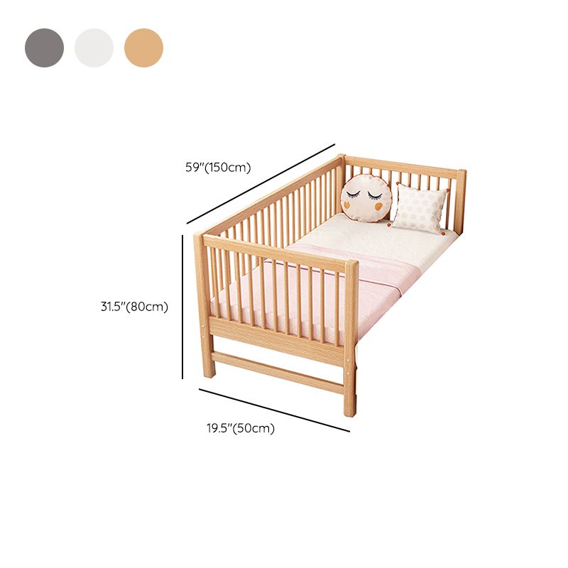 Contemporary Solid Wood Standard Bed Slat Kids Bed with Guardrail