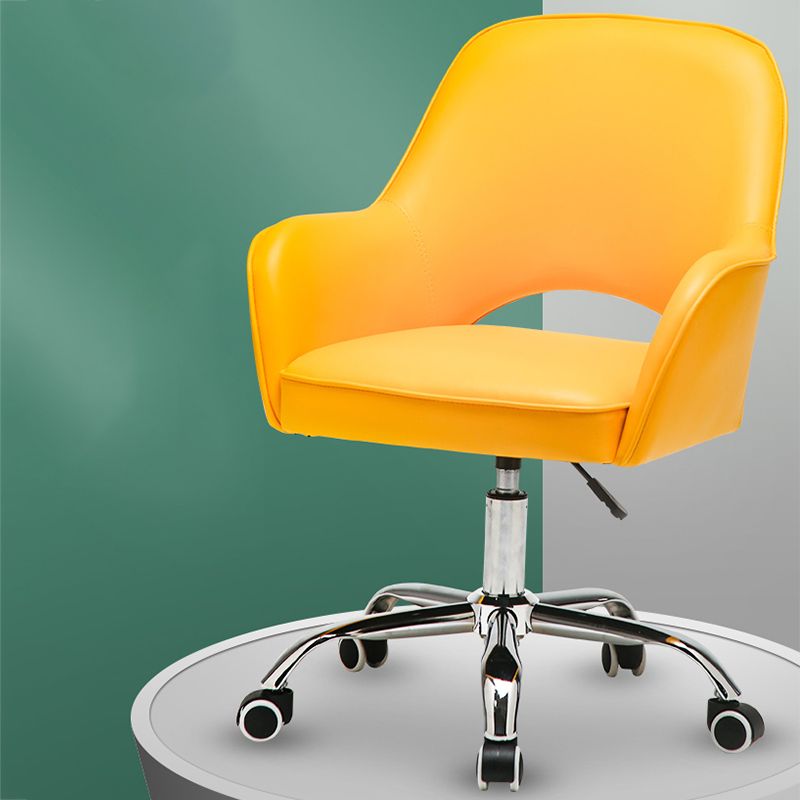 Armless Office Chair Leather Distressing Ergonomic Desk Chair with Wheels