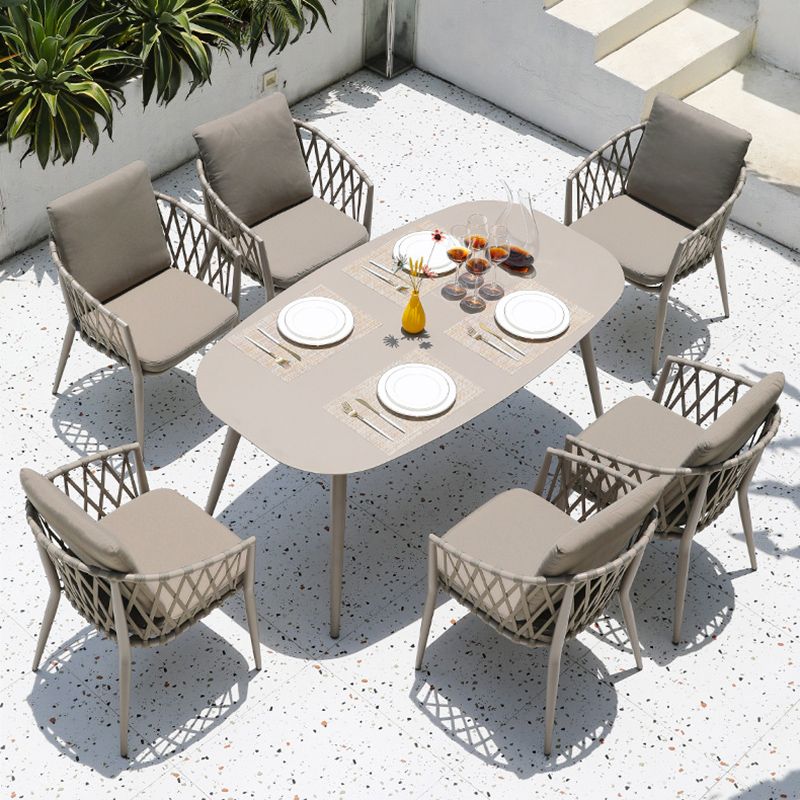 Modern Rust Resistant Patio Table Rectangle/Square Aluminum Frame Dining Table