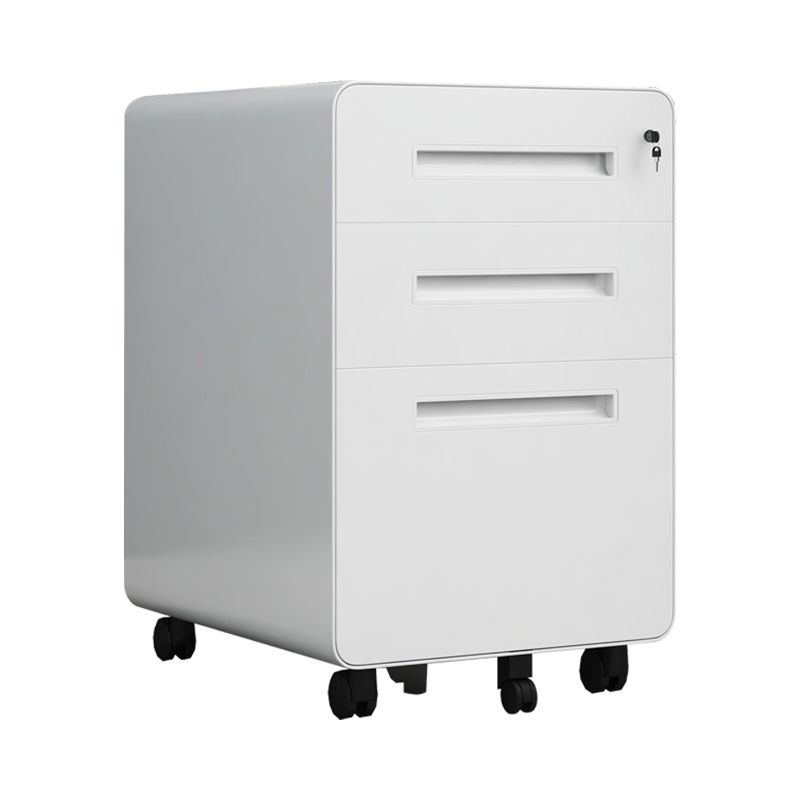 Modern Cabinet Metal 3 Locking Drawers and Castors Filing Cabinet for Home Office