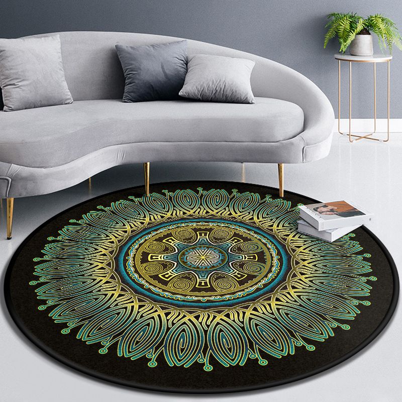 Multicolor-konzentrischer Runde Teppich Polypropylen marokkanischer Teppich nicht rutschfleckbarer Haustier-Friendly-Teppich für Wohnzimmer