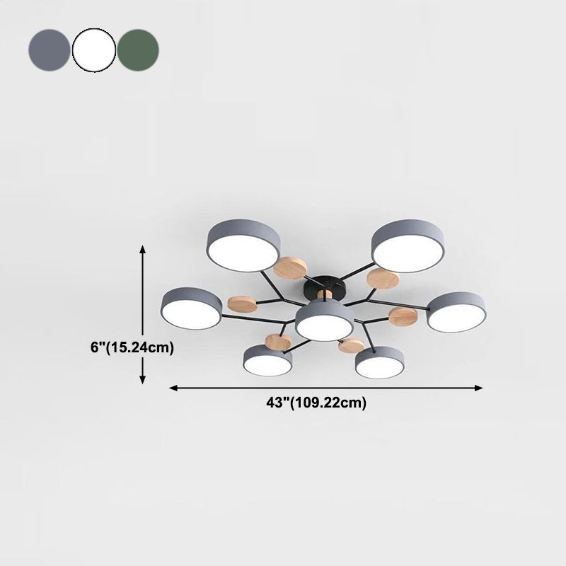 Accesorio de techo de LED molecular macarrular sala de estar de metal de metal luz de montaje de flush