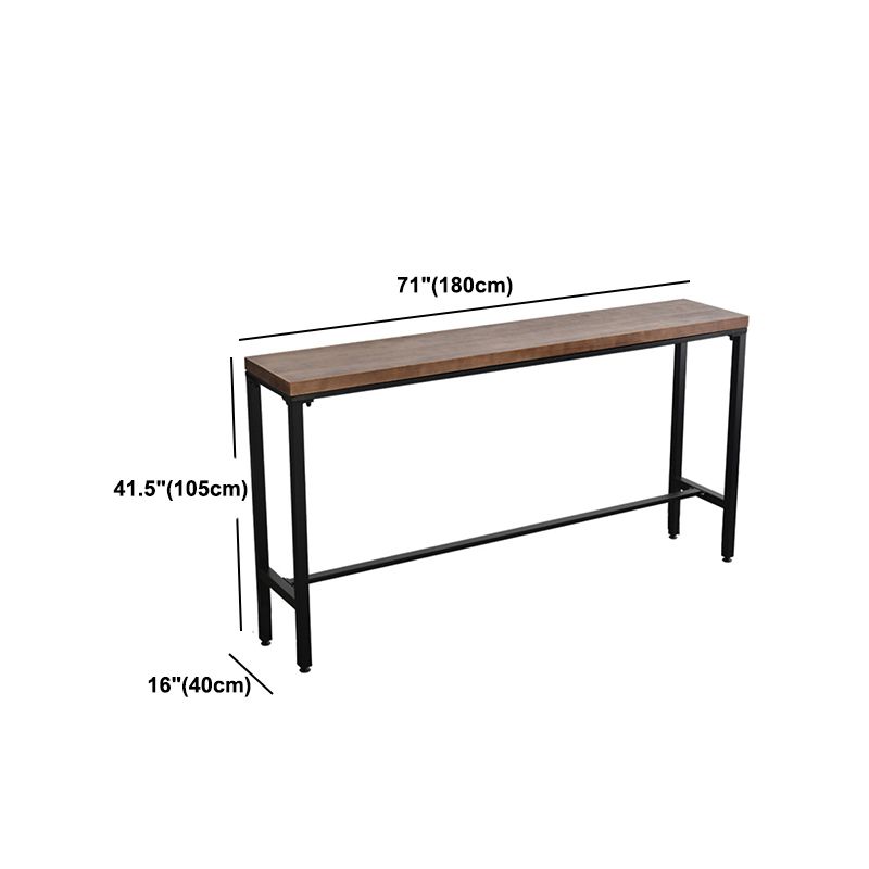 Solid Wood Top Bar Counter Industrial Rectangle Bar Counter with Trestle Base