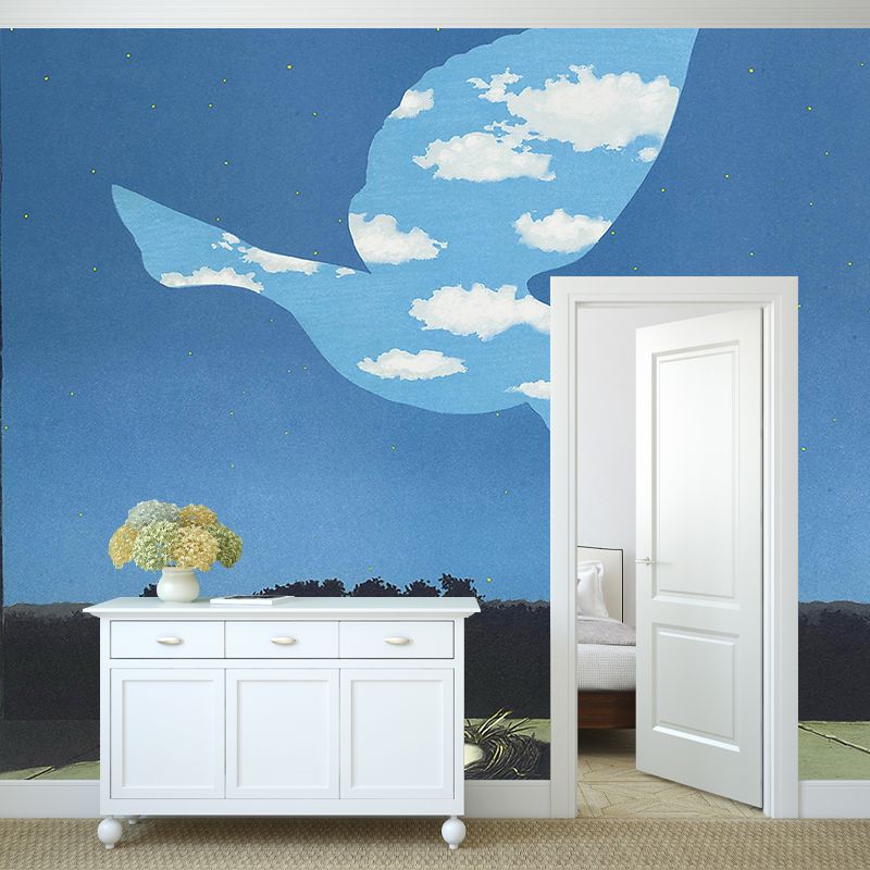 Illustration Hovering Pigeon Wall Murals Whole Wall Covering for Bedroom, Personalized Size