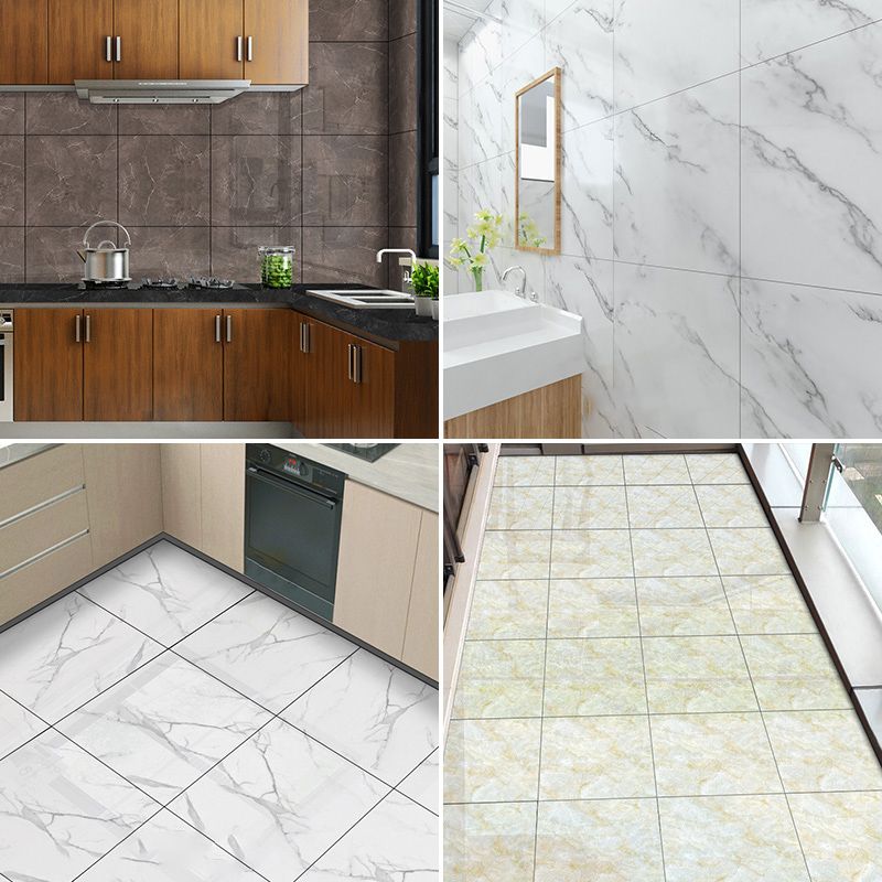 Modern Tile Flooring PVC Peel and Stick Marble Look Mildew Resistant Vinyl Tile