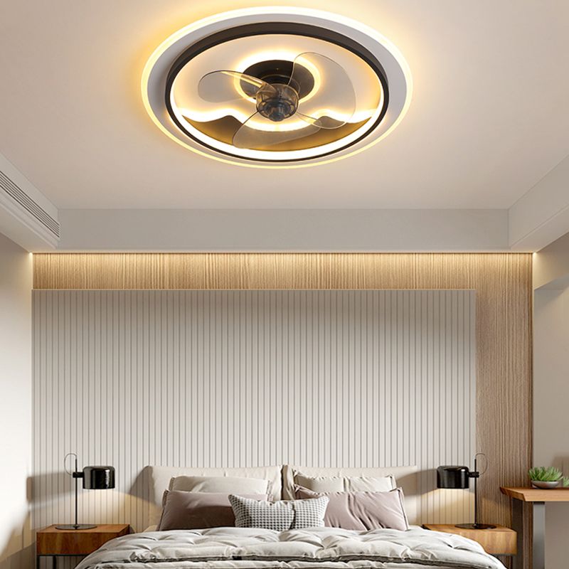 Round Modern Ceiling Fan Mount Metal and Acrylic LED Fan Ceiling Light