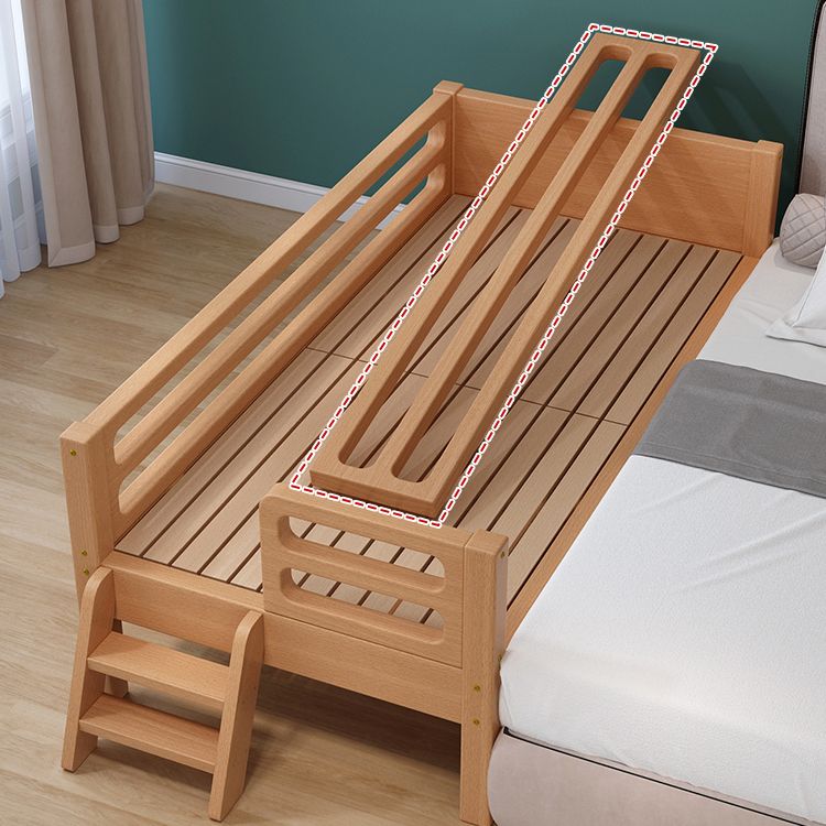 Luxurious Style Solid Wood Nursery Bed in Nature with Guardrail