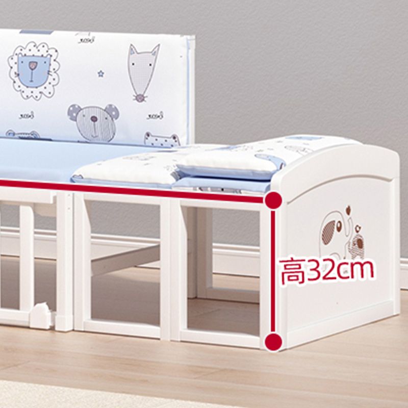 Solid Wood Toddler Bed with Guardrail Pine Kids Bed in White