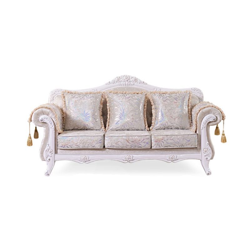 Traditional 3-seater Rolled Arm Sofa Velvet Tufted Back Couch for Living Room