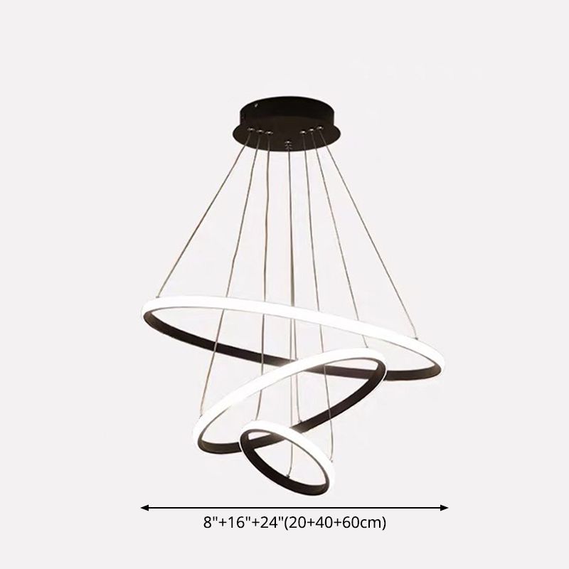 Éclairage pendentif parlou LED Lument de suspension noire moderne avec une teinte en métal de cercle