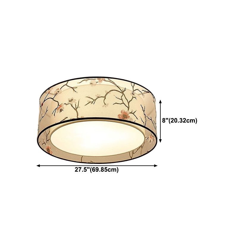 Multi Lights Ceiling Light Simple Flush Mount Ceiling Lamp with Fabric Shade for Bedroom