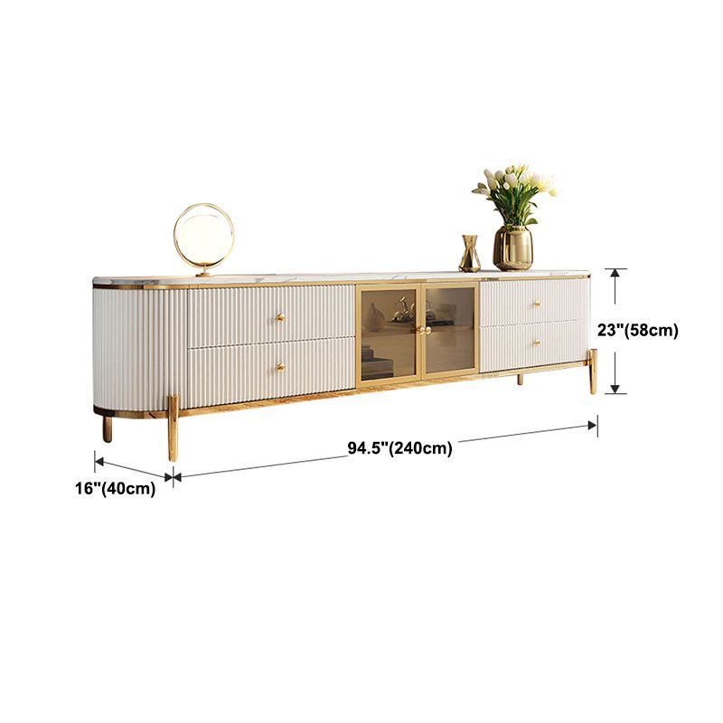 Glam Style TV Stand White TV Console with 4 Drawers and Cabinet