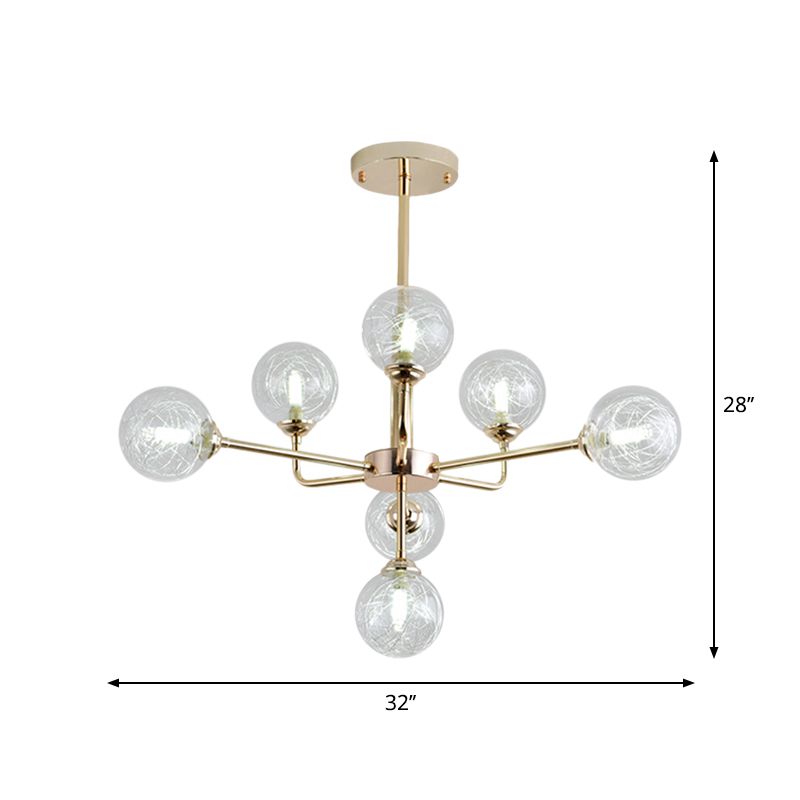 Post Modern Orb Chandelier 7/9/13 Lights Glass Shade Hanging Lamp in Gold Finish